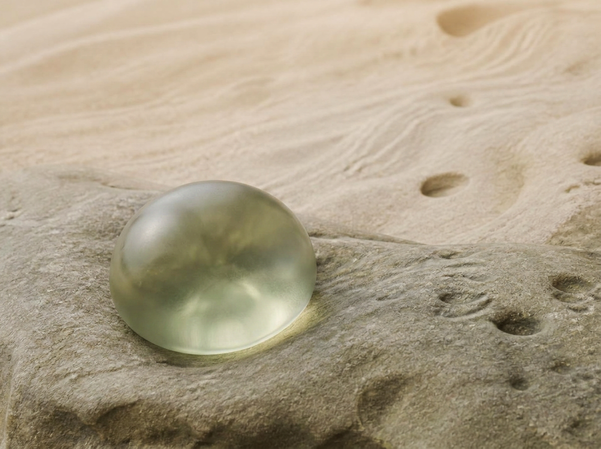 Re:Ove stress ball resting on stone in warm light